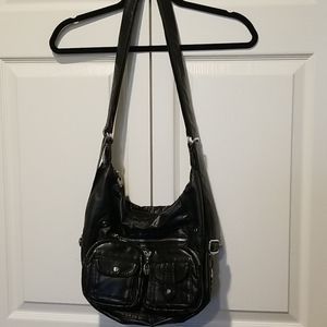 Black Multi Compartment Shoulder Bag/ Backpack